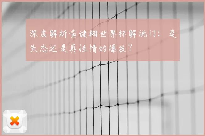 深度解析黄健翔世界杯解说门:是失态还是真性情的爆发?